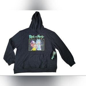 Rick & Morty Black Graphic Pull Over Hoodie Size XXXL NWT